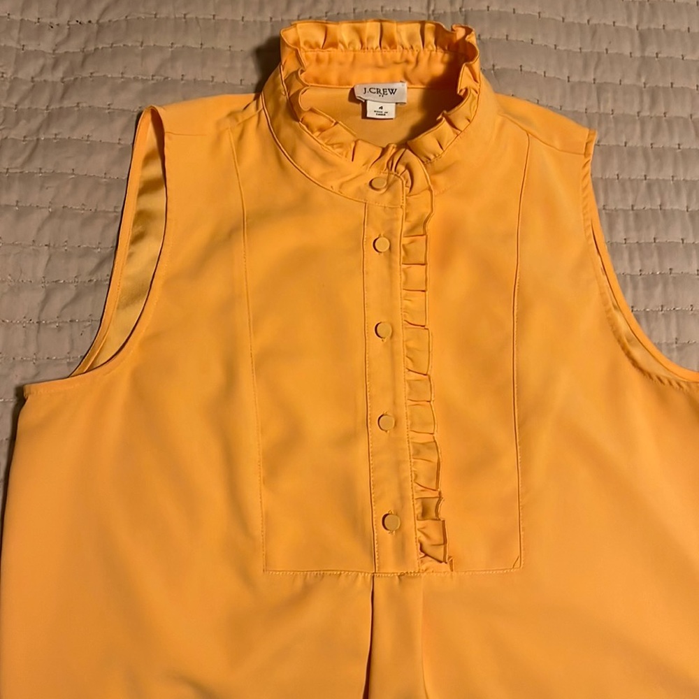 J. Crew • NWT Saffron Ruffle Trim Crepe Tank Top